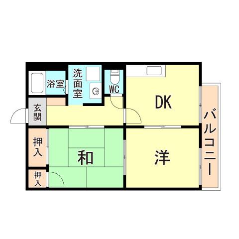 ファミール甲南(2DK/2階)の間取り写真