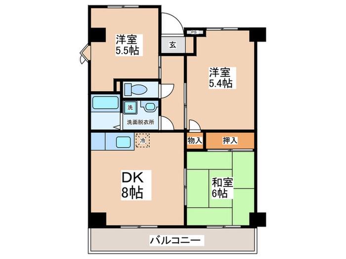 尾崎コーポ(3DK/3階)の間取り写真