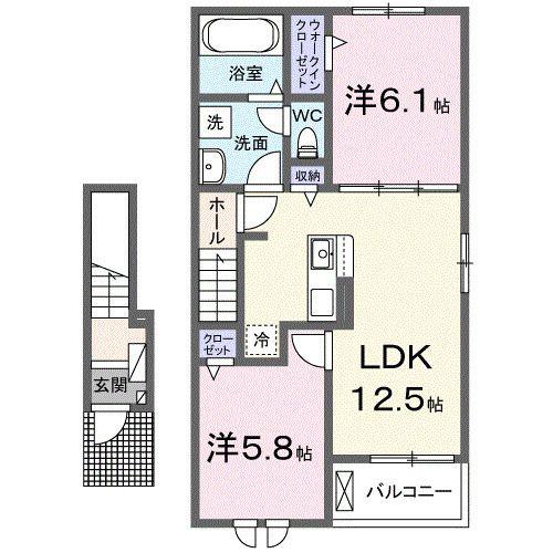 メゾン・ド・フルール(2LDK/2階)の間取り写真