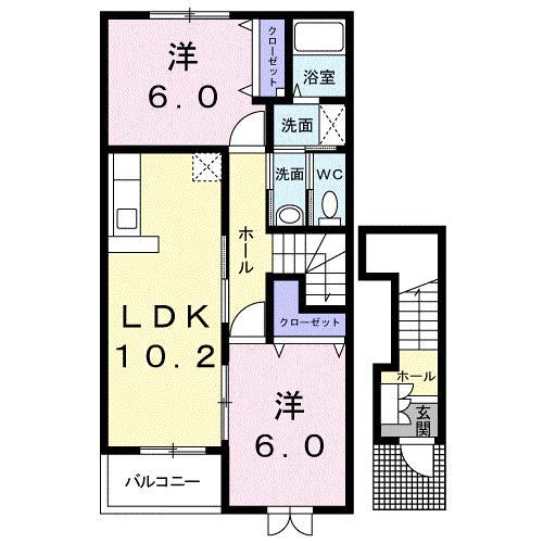 パーク リア レジデンスA202(2LDK/2階)の間取り写真