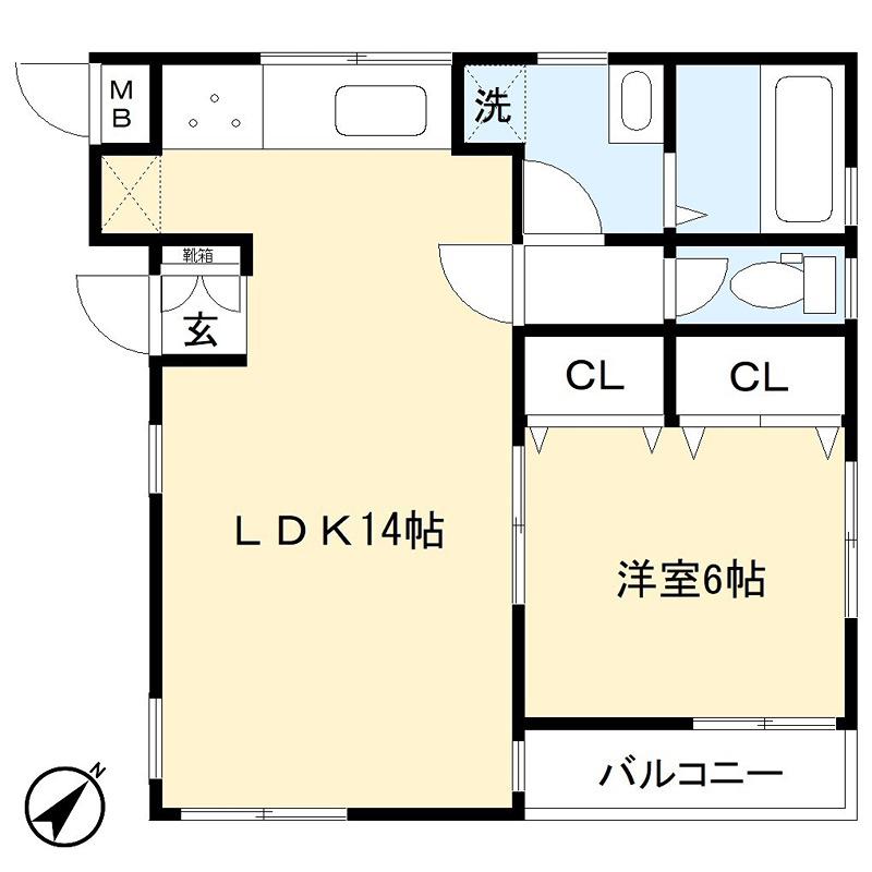 フィアフォレスト(1LDK/2階)の間取り写真
