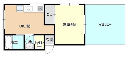 COLORS宇品(1DK/3階)の間取り写真