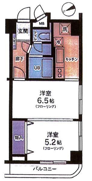 コーポ下北沢(1DK/5階)の間取り写真
