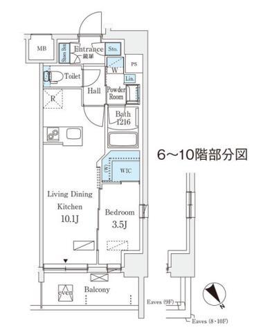 エル・セレーノ横浜(1LDK/2階)の間取り写真