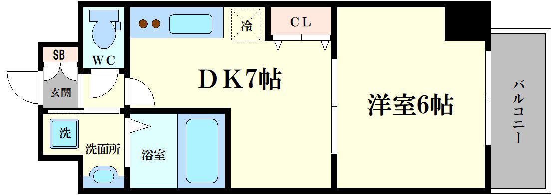コスモプレミアムベイ大阪(1DK/6階)の間取り写真