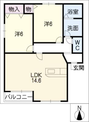パークメゾングランパ(2LDK/1階)の間取り写真