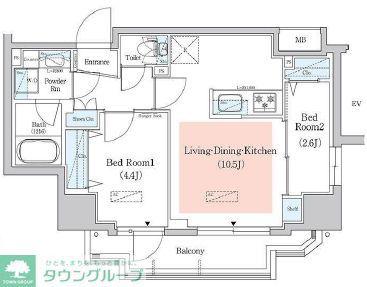アーバネックス西新宿II(2LDK/5階)の間取り写真