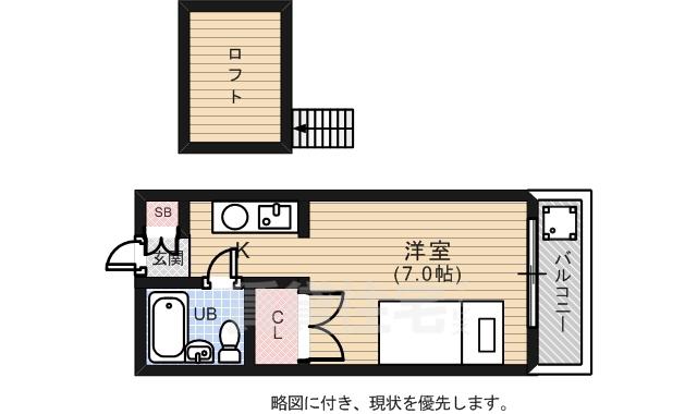 インパクト広瀬2(1K/2階)の間取り写真