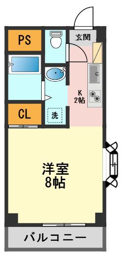 宇田川ハイツ(1K/3階)の間取り写真