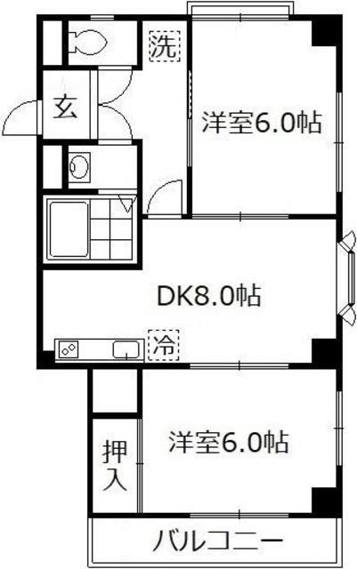 和幸マンション(2DK/1階)の間取り写真