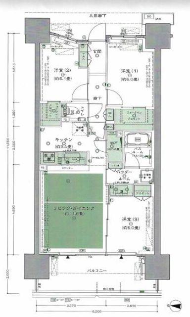 シティテラス東陽町(3LDK/12階)の間取り写真
