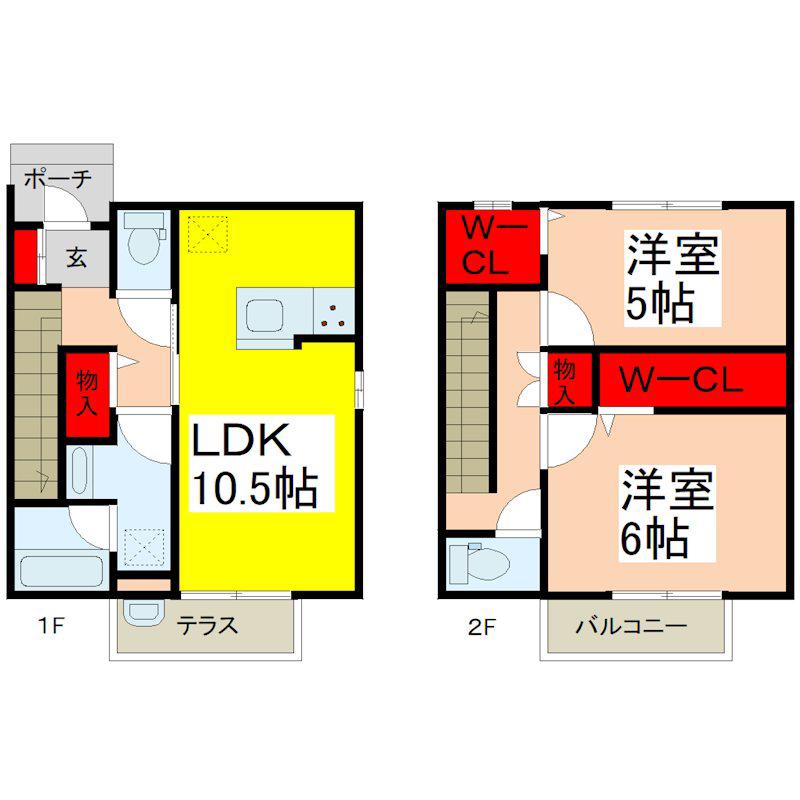 トワテラス(2LDK/1階)の間取り写真