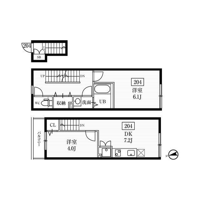 ミハス西小山(2DK/2階)の間取り写真