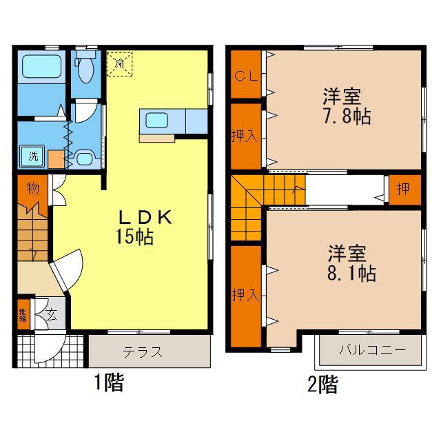 コーポ石幸(2LDK/1階)の間取り写真