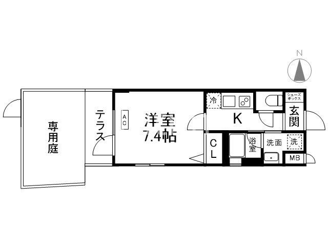 ベラジオ雅び京都円町II(1K/1階)の間取り写真