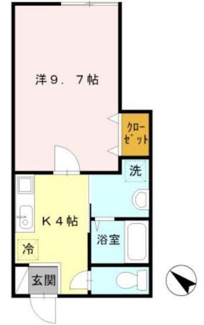 ブライトヒル(1K/1階)の間取り写真