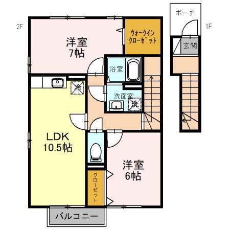 グランステージ(2LDK/2階)の間取り写真