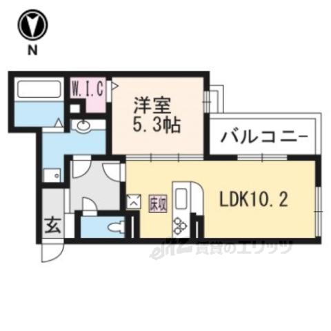 グレイス花(1LDK/2階)の間取り写真