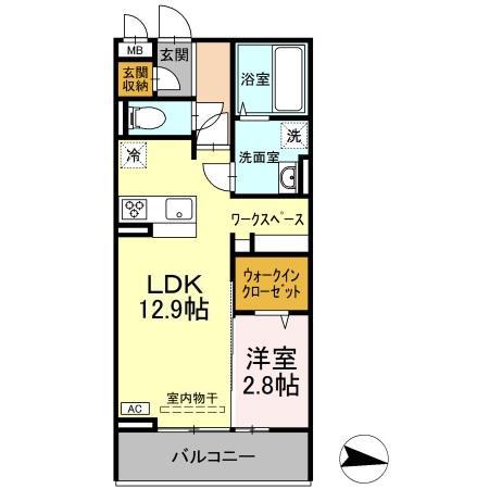 ソンシル新山口(1LDK/2階)の間取り写真