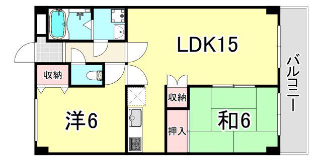 メゾンドファミーユ(2LDK/4階)の間取り写真