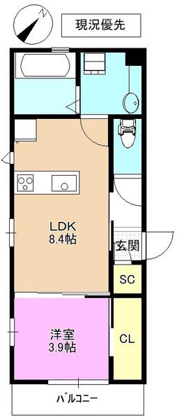 イーストアベニュー七瀬(1LDK/1階)の間取り写真