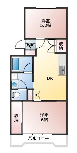 守屋ビル(2DK/2階)の間取り写真