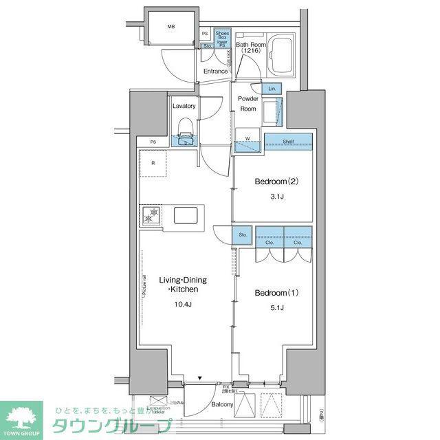 コンフォリア大森山王(2LDK/8階)の間取り写真
