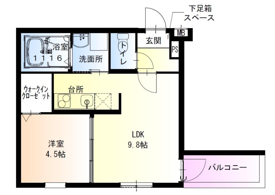 フジパレス夙川香櫨園ノース(1LDK/2階)の間取り写真