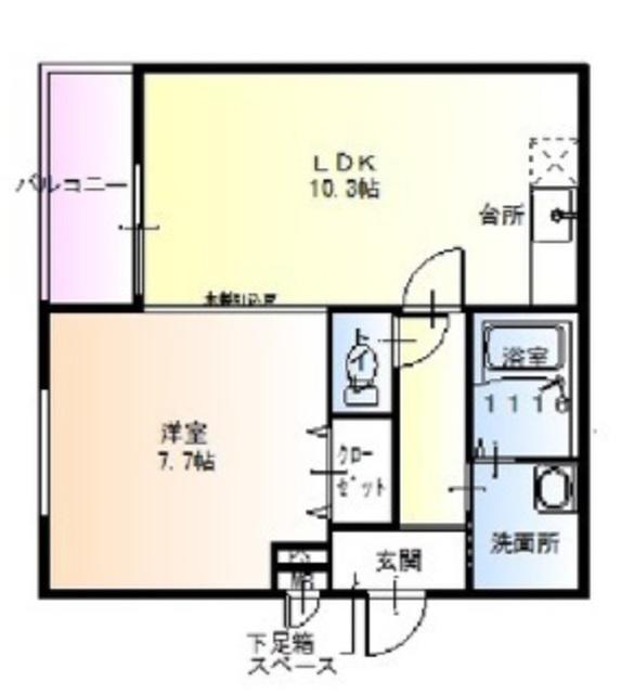 フジパレス奏(1LDK/2階)の間取り写真
