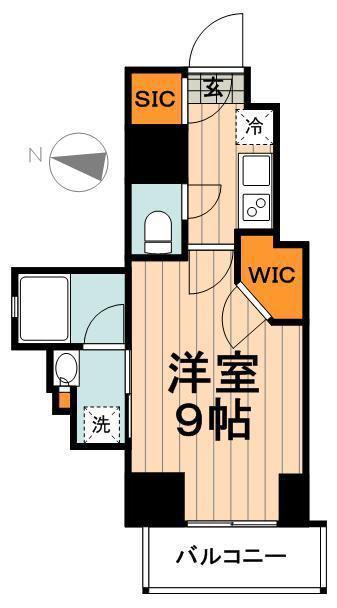 プライムメゾン市谷山伏町(1K/1階)の間取り写真