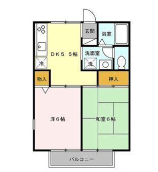 シャトル藤(2DK/1階)の間取り写真