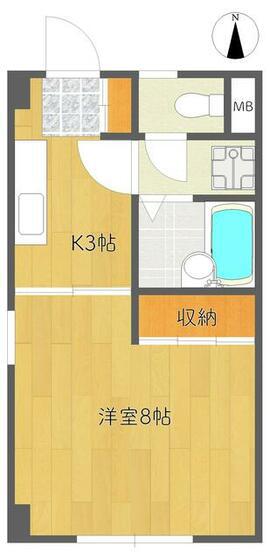 進栄ビル(1K/3階)の間取り写真