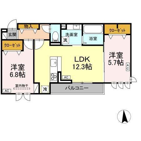 トゥインクルDAYS(2LDK/2階)の間取り写真