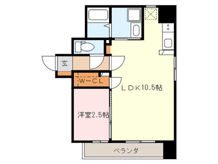 CLAIR HILL薬院大通(1LDK/3階)の間取り写真