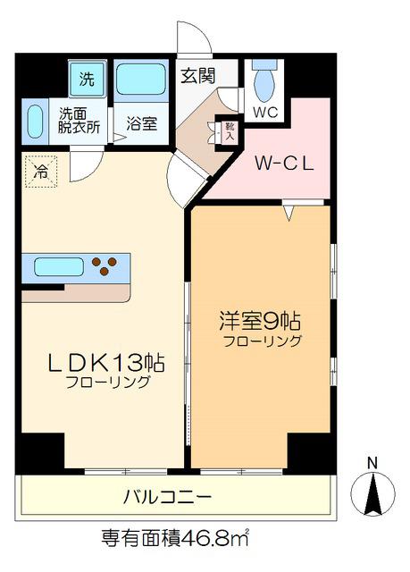 メゾン白和 新館(1LDK/6階)の間取り写真