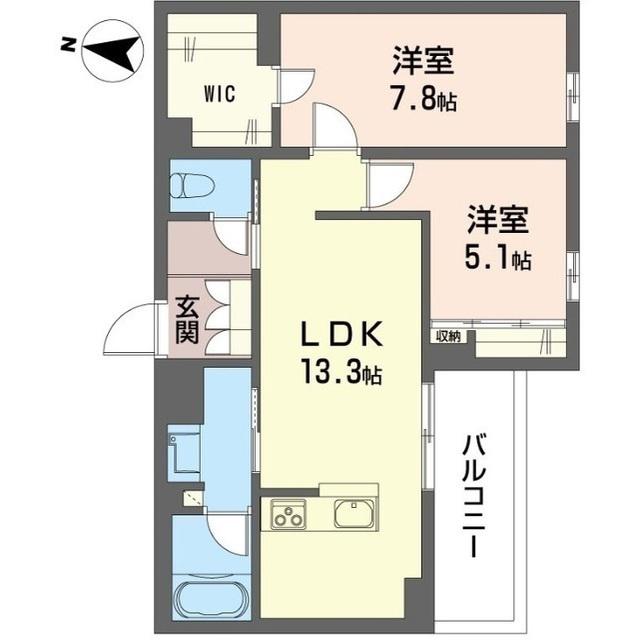 ルトリコ浦和II(2LDK/2階)の間取り写真