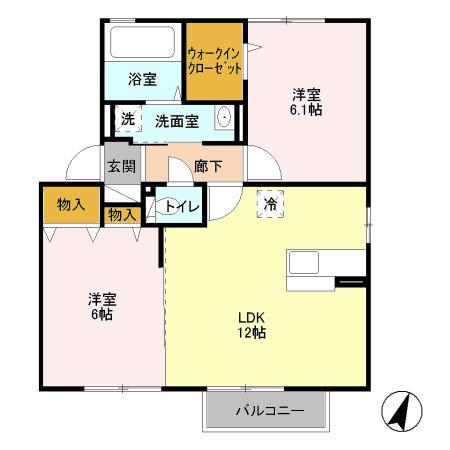 ボナール A(2LDK/2階)の間取り写真