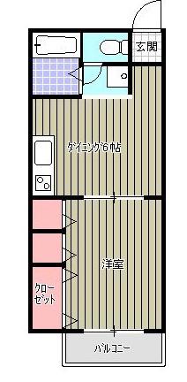 セジュールJINNO C棟(1DK/1階)の間取り写真