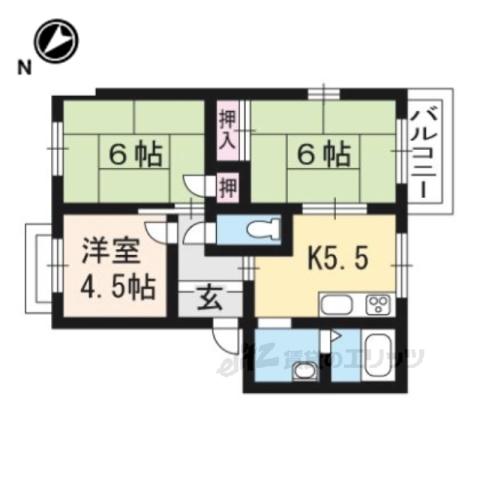シャトレ岡田2(3DK/1階)の間取り写真