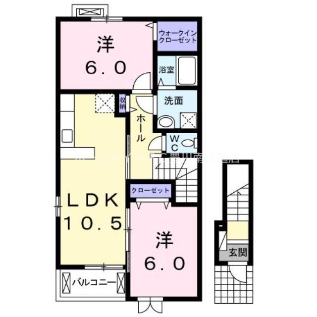 レインボーヒルズI(2LDK/2階)の間取り写真