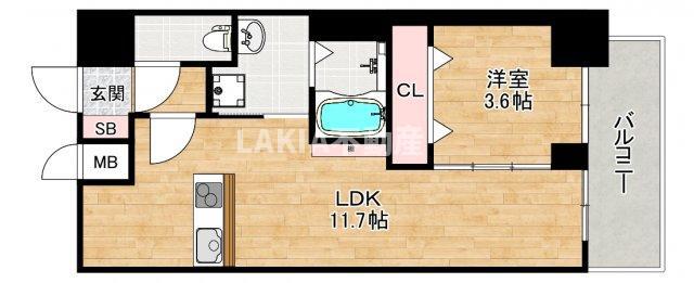 DOUBLE NINE RESIDENCE TENNOJIMINAMI(1LDK/10階)の間取り写真