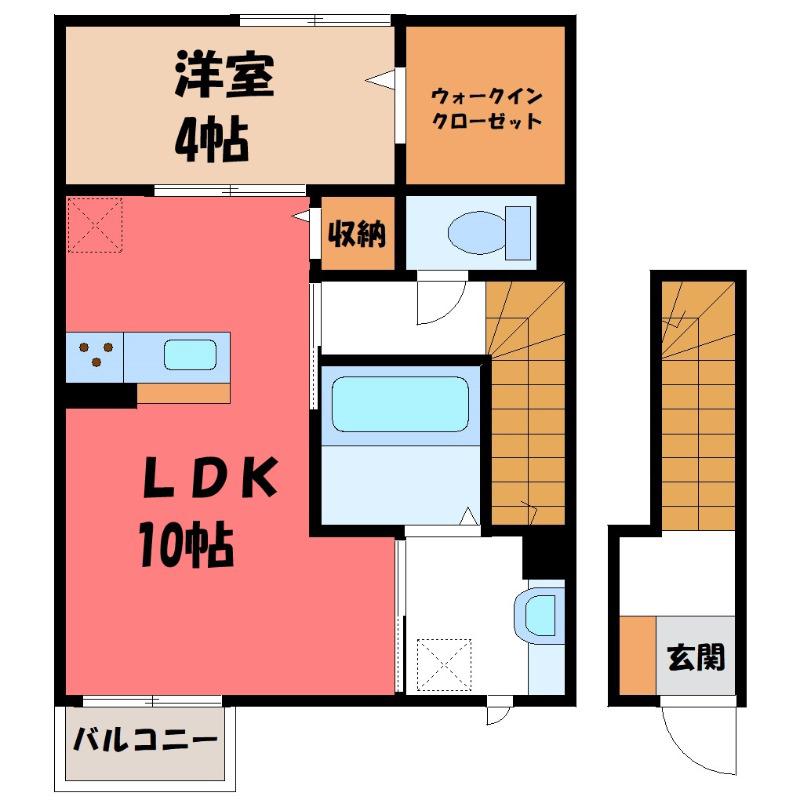 ＪＲ高崎線 籠原駅 徒歩5分 2階建 築12年(1LDK/2階)の間取り写真