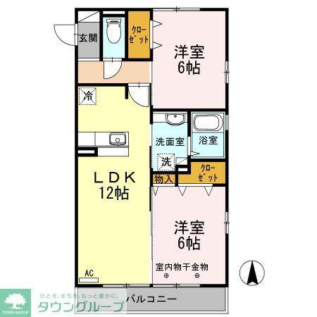 ラ・ボヌール(2LDK/2階)の間取り写真