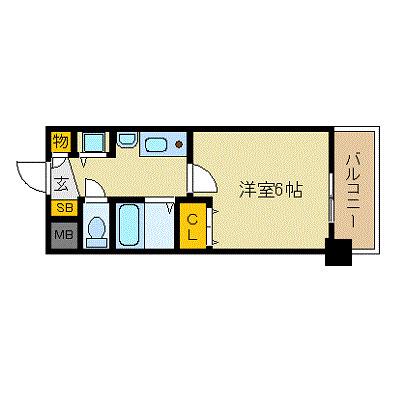 プレサンス鶴舞駅前ブリリアント(1K/4階)の間取り写真