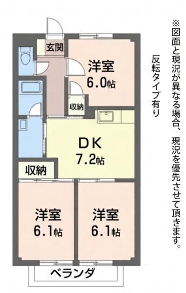 セリハウス(3DK/1階)の間取り写真