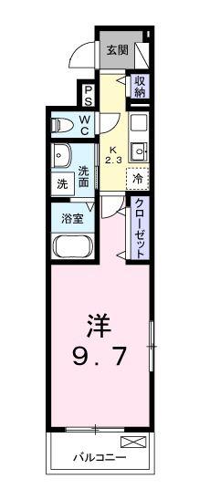 フルール ド フレーズ(1K/3階)の間取り写真