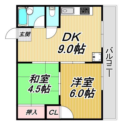 メゾン南塚口(2DK/4階)の間取り写真
