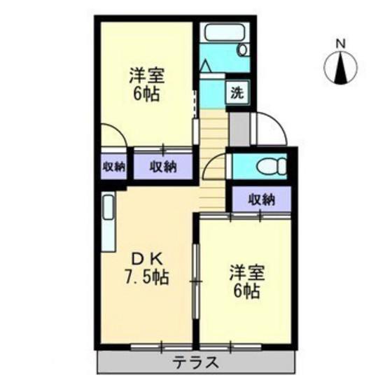 プレジール藤原A棟(2DK/1階)の間取り写真