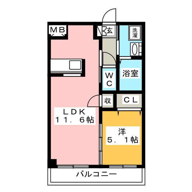 ATLAS CARO北浦和2丁目(1LDK/3階)の間取り写真