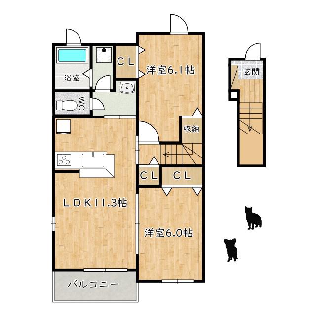ルミエール(2LDK/2階)の間取り写真
